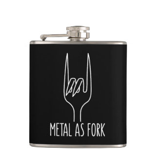 Metal as Fork Funny Rock On Kitchen Design Hip Flask