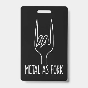 Metal as Fork Funny Rock On Kitchen Design ID Badge