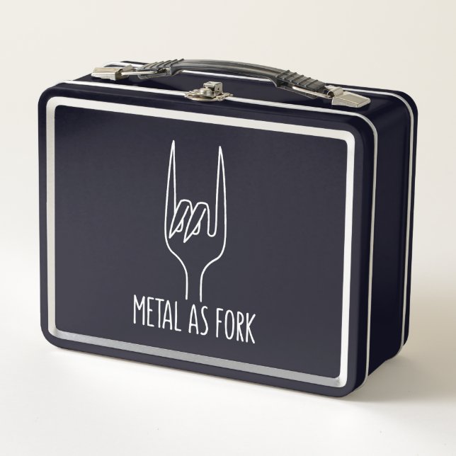 Metal as Fork Funny Rock On Kitchen Design Lunch Box (Front)