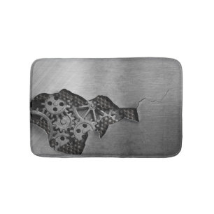 Metal background with mechanical damage bath mat