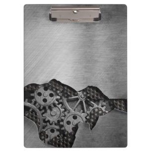 Metal background with mechanical damage clipboard