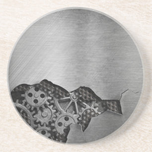 Metal background with mechanical damage coaster