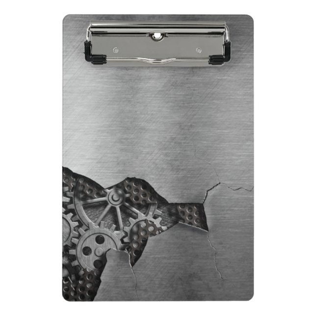 Metal background with mechanical damage mini clipboard (Front)