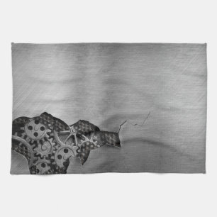 Metal background with mechanical damage tea towel