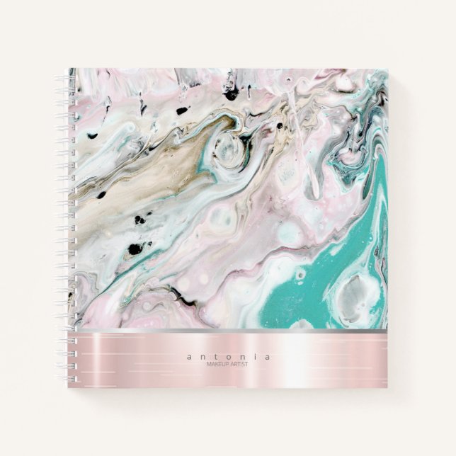 Metal Band on Watercolor Abstract Rose Gold ID803 Notebook (Front)