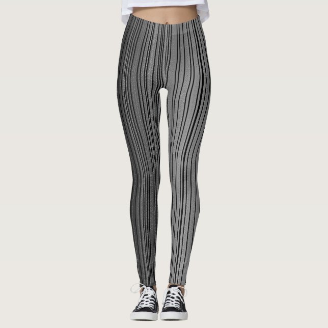 Metal Bands Stripe and Contrast Leggings (Front)