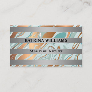 Metal Bars Gold Green Marble Liquid Business Card