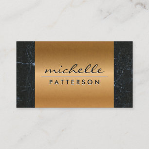Metal Black Marble Trim Business Card