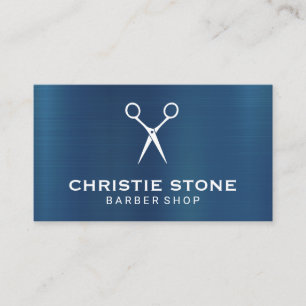 Metal Blue   Scissors Icon Background Business Card