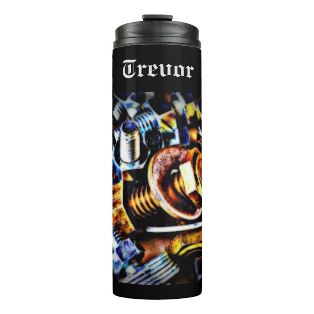 Metal Bolts Pop Art Personalised Thermal Tumbler (Front)