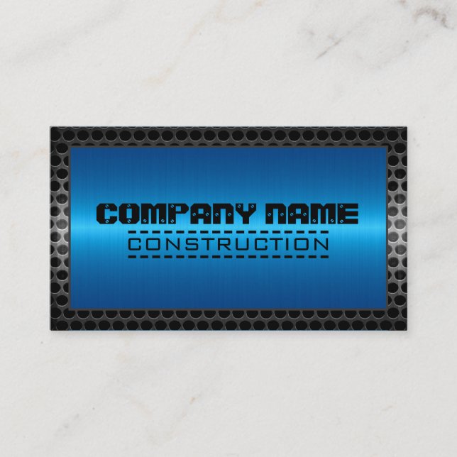 Metal Border Construction Elegant Steel Look #15 Business Card (Front)