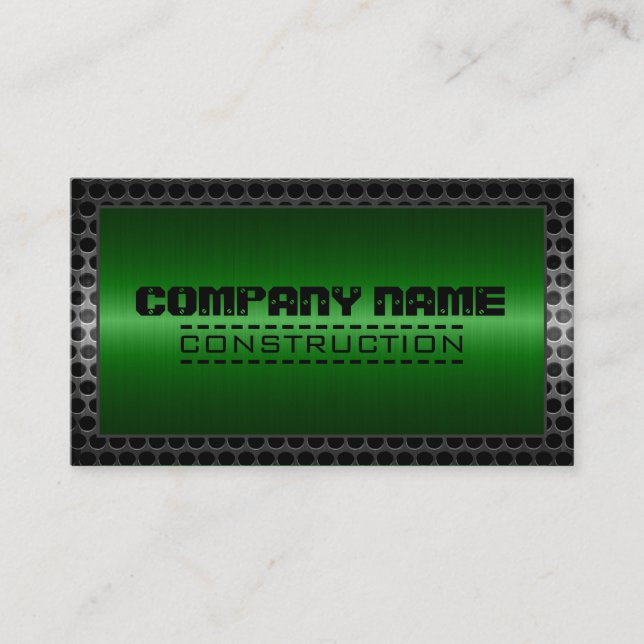 Metal Border Construction Elegant Steel Look #18 Business Card (Front)