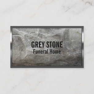 Metal Border Grey Stone Funeral Home Business Card