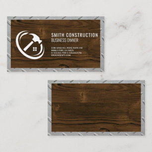 Metal Border   Wood Background Business Card