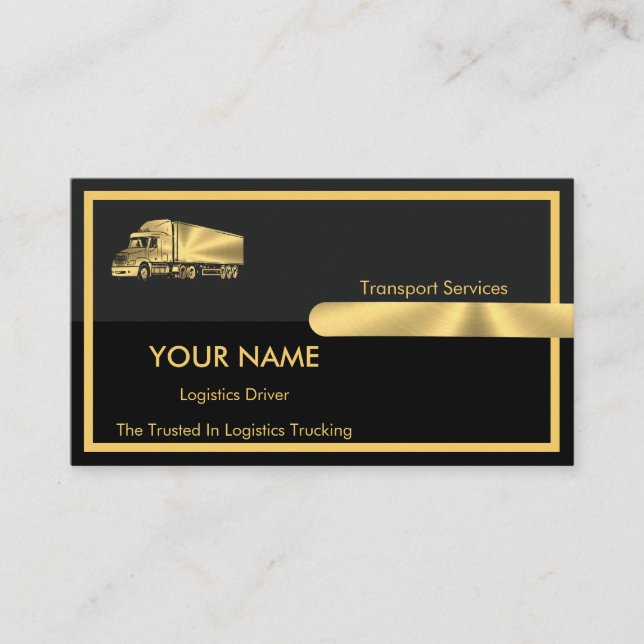 Metal Brushed Columns Logistics Trucking Company Business Card (Front)