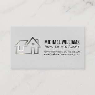 Metal Brushed Real Estate Home Logo Business Card