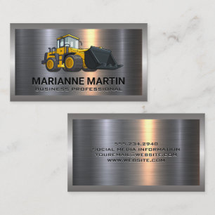 Metal Bull Dozer Construction Vehicle Business Card
