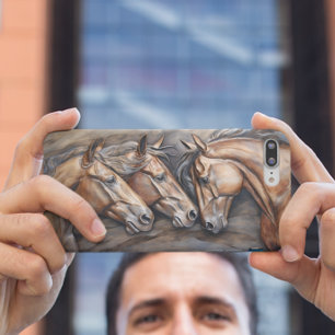 Metal Carved Look Horse Portrait iPhone 16 Case