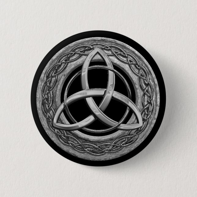 Metal Celtic Trinity Knot 6 Cm Round Badge (Front)