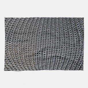 metal chain mail armour mediaeval knight fighter tea towel