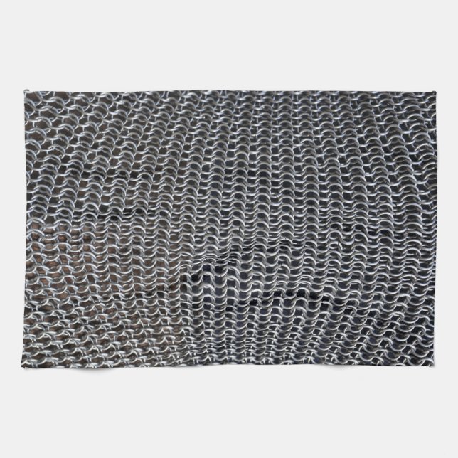 metal chain mail armour mediaeval knight fighter tea towel (Horizontal)