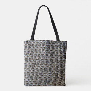 metal chain mail armour mediaeval knight fighter tote bag
