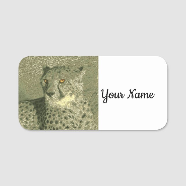 metal cheetah name tag (Front)