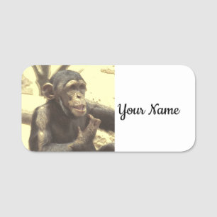metal Chimp Name Tag