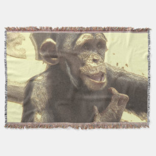 metal Chimp Throw Blanket
