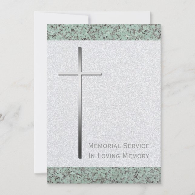 Metal Christian Cross Stone 2 Memorial Service Invitation (Front)