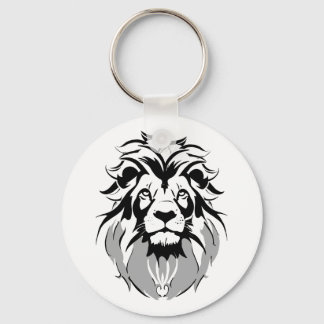 Metal circle with lion face 5,08cm key ring