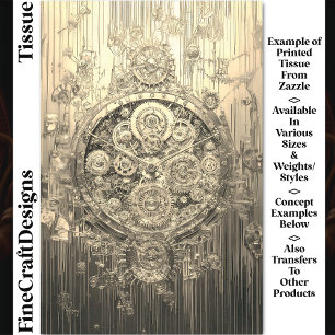 Metal Clock, Gears Screws Cogs DG8S Decoupage Tissue Paper