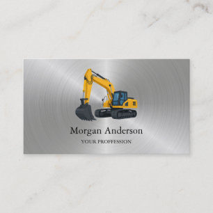 Metal Construction Heavy Equipment Operator Business Card