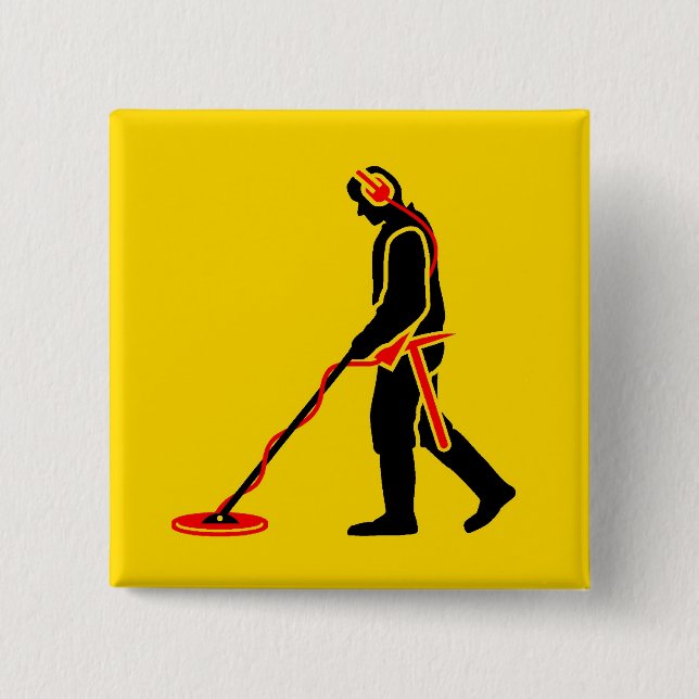 Metal Detecting 15 Cm Square Badge (Front)