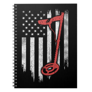 Metal Detecting American Flag Notebook
