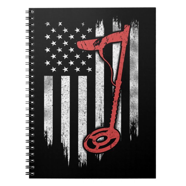 Metal Detecting American Flag Notebook (Front)