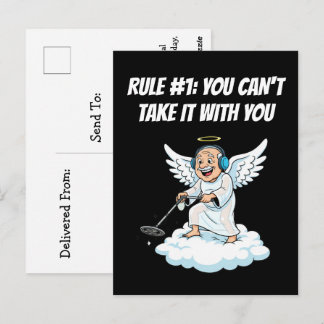 Metal Detecting Heaven Angel Birthday Humour Postcard