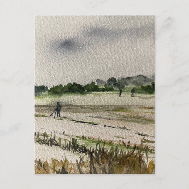 Metal Detecting In The Fields Postcard (Front)