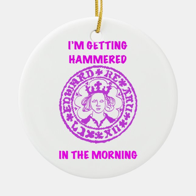 Metal Detecting Pink Hammered Coin Ceramic Tree Decoration (Front)