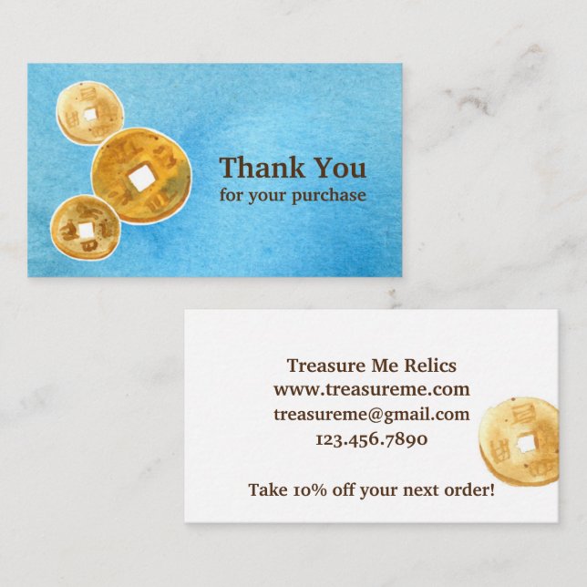 Metal Detecting Thank You For Your Purchase Business Card (Front/Back)