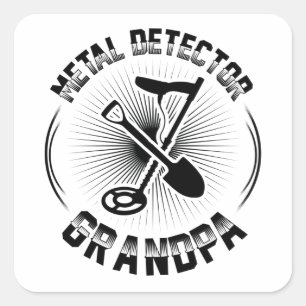 Metal Detector Grandpa Treasure Hunter Gondolas Square Sticker