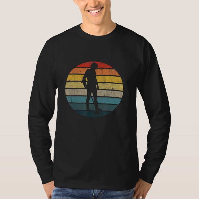 Metal Detector Silhouette On A Distressed Retro Su T-Shirt (Front)