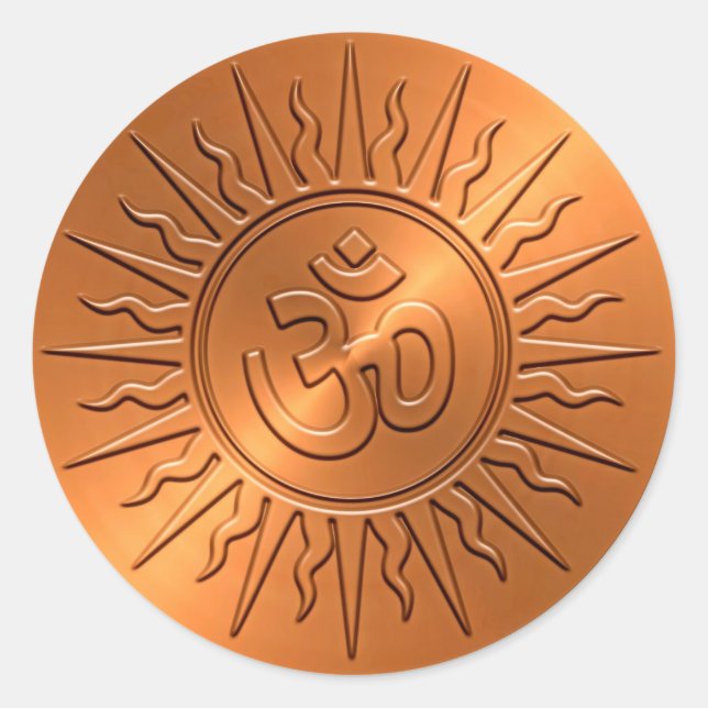 Metal Embossed Decorative Om Sign Classic Round Sticker (Front)