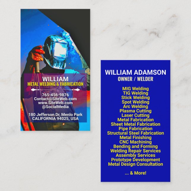 Metal Fabrication & Welding Services | Contractor Calling Card (Front/Back)