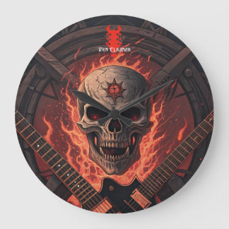 Metal Fire Skull | Ben Elkanar Large Clock