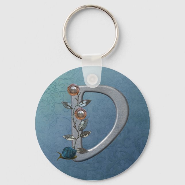 Metal Flowers Monogram D Key Ring (Front)