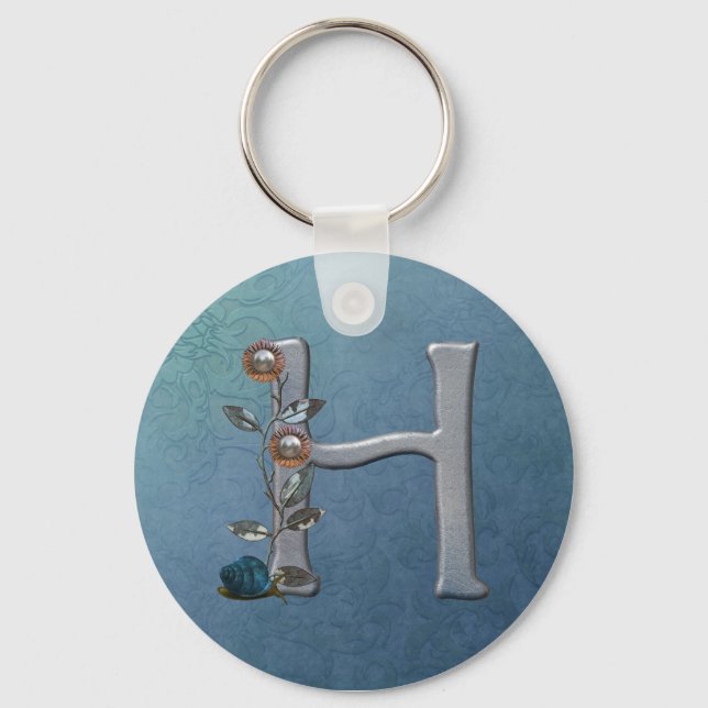 Metal Flowers Monogram H Key Ring (Front)