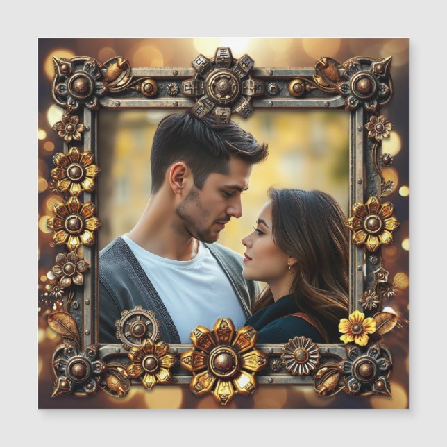 Metal Flowers Steampunk Personalised Photo (Front)