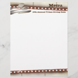 Metal fork personalised menu recipe letterhead