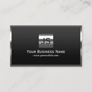 Metal Framed Elegant Monogram Professional Dark Business Card